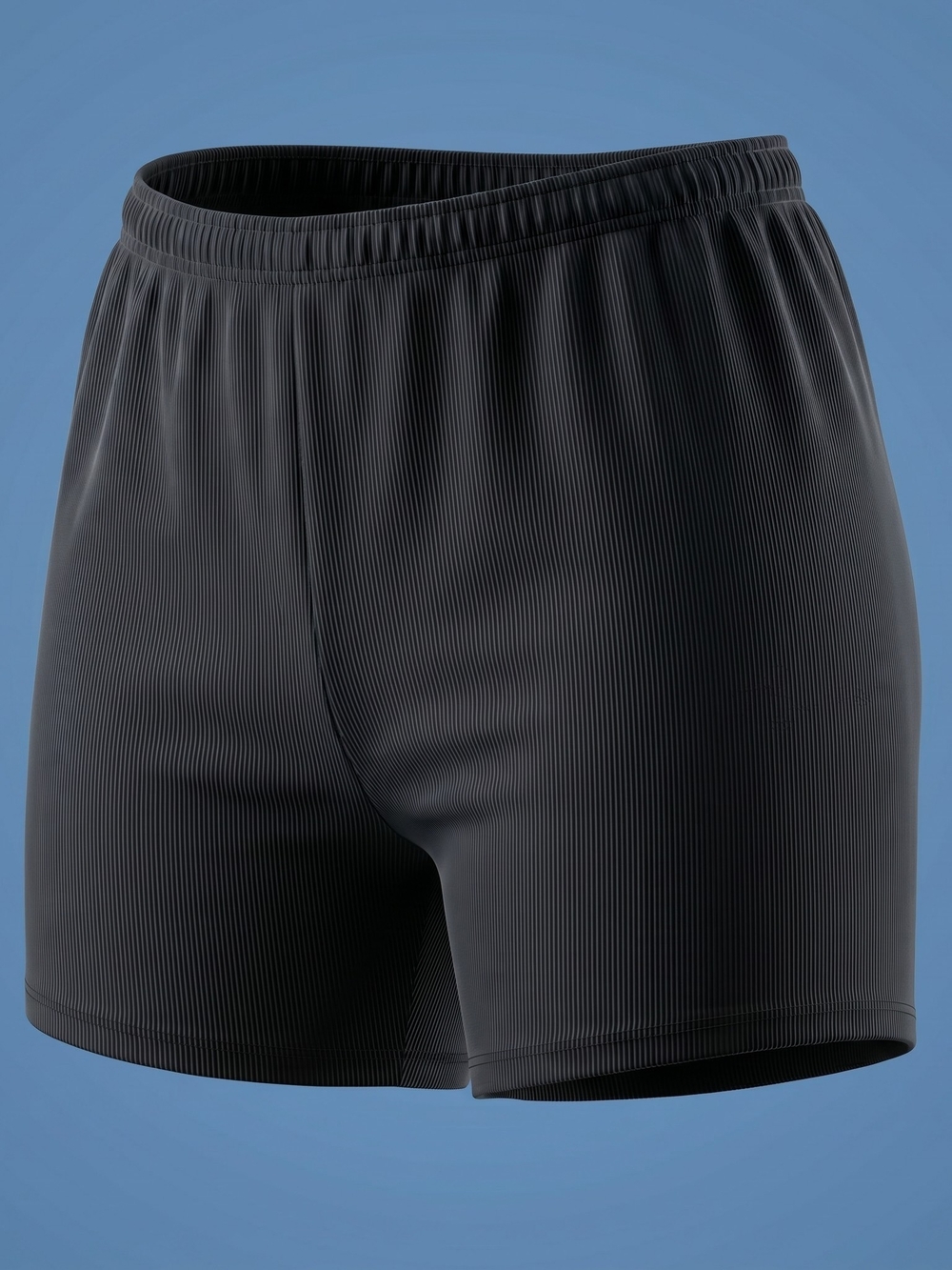 * Ribbed Black Athletic Shorts